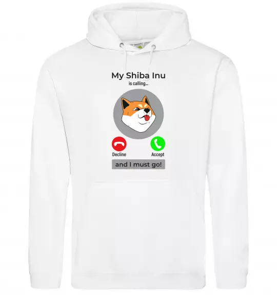 Женская толстовка (худи) Shiba Inu is calling Белый фото