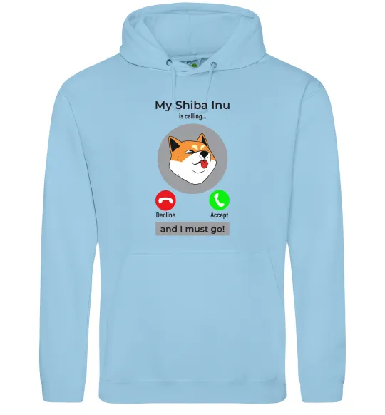 Жіноча толстовка (худі) Shiba Inu is calling Блакитний фото