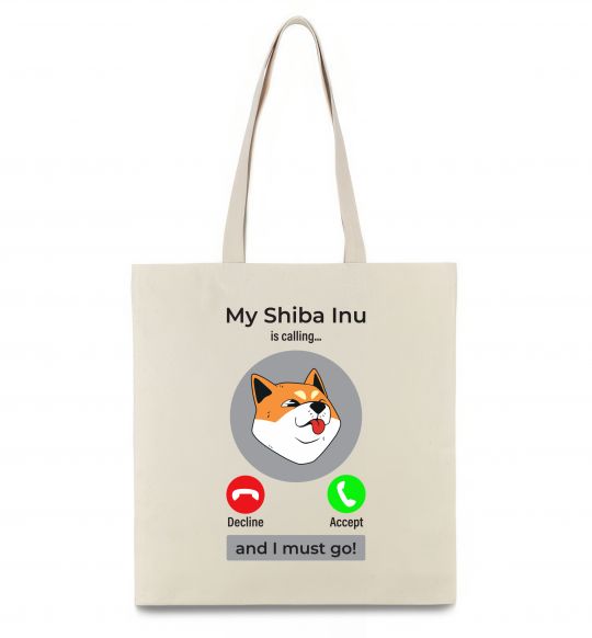 Эко-сумка Shiba Inu is calling Бежевый фото