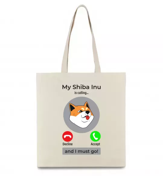 Еко-сумка Shiba Inu is calling Бежевий фото