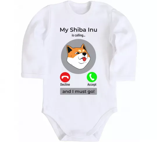 Детский боди Shiba Inu is calling Белый фото
