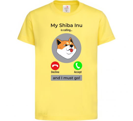 Дитяча футболка Shiba Inu is calling Лимонний фото