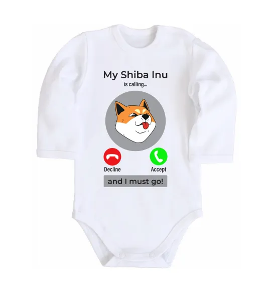 Дитячий бодік Shiba Inu is calling Білий фото
