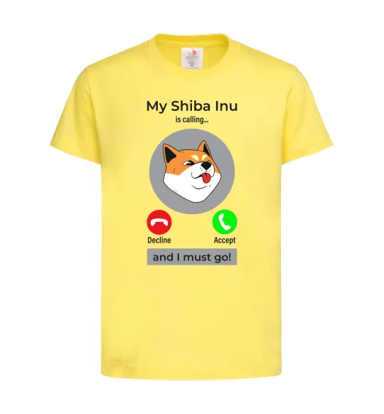 Дитяча футболка Shiba Inu is calling Лимонний фото