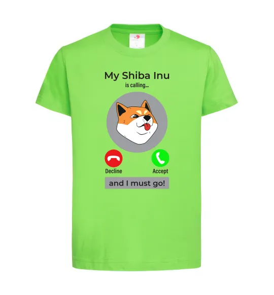 Дитяча футболка Shiba Inu is calling Лаймовий фото