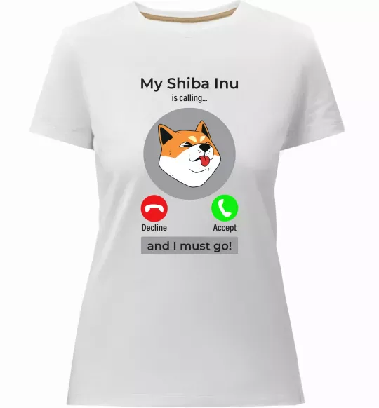 Жіноча преміум футболка Shiba Inu is calling Білий фото