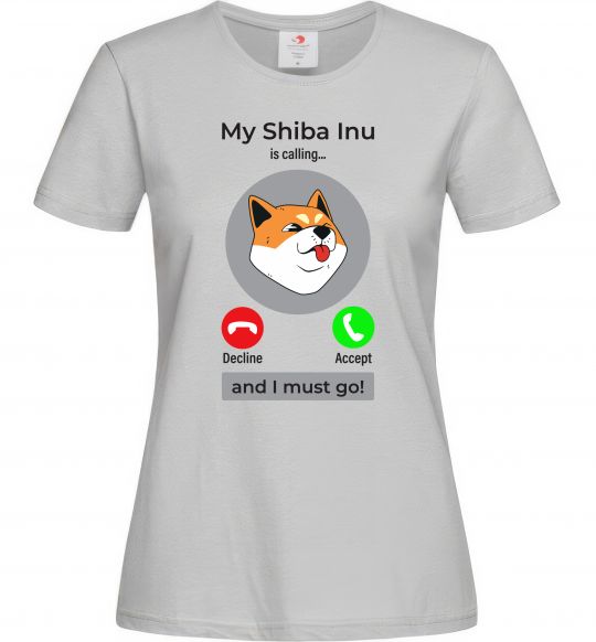 Женская футболка Shiba Inu is calling Серый фото