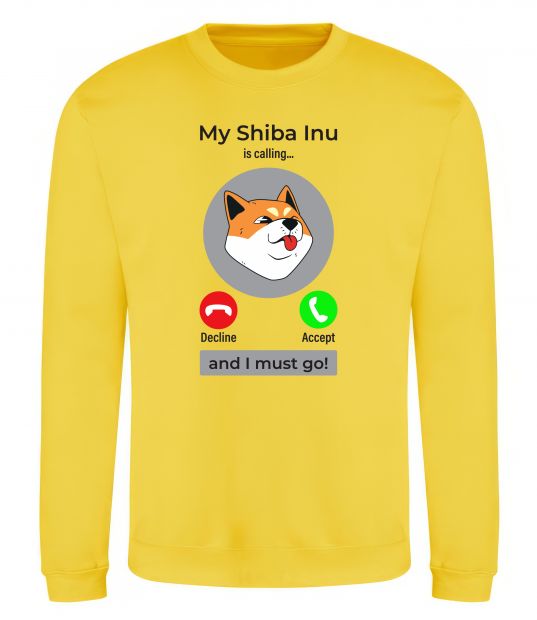 Світшот Shiba Inu is calling Сонячно жовтий фото