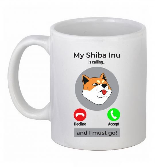 Чашка керамічна Shiba Inu is calling Білий фото