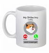 Чашка керамічна Shiba Inu is calling Білий фото