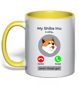Чашка с цветной ручкой Shiba Inu is calling