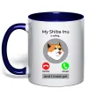 Чашка с цветной ручкой Shiba Inu is calling Глубокий темно-синий фото