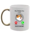 Чашка с цветной ручкой Shiba Inu is calling Золото фото