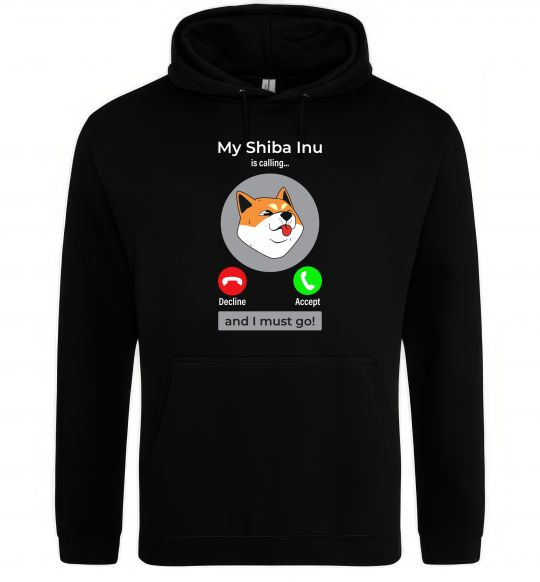 Чоловіча толстовка (худі) Shiba Inu is calling Чорний фото