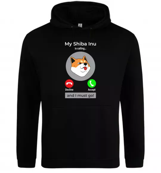 Женская толстовка (худи) Shiba Inu is calling Черный фото