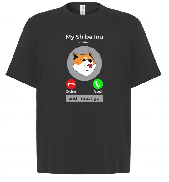 Футболка Оверсайз Shiba Inu is calling Чорний фото