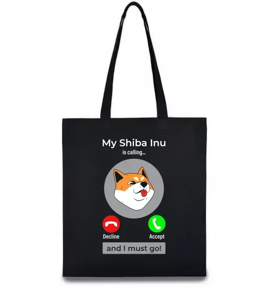 Еко-сумка Shiba Inu is calling Чорний фото