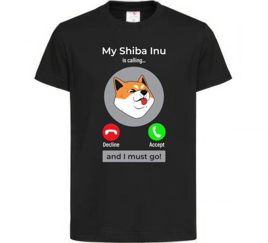 Дитяча футболка Shiba Inu is calling Чорний фото