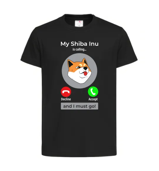 Дитяча футболка Shiba Inu is calling Чорний фото