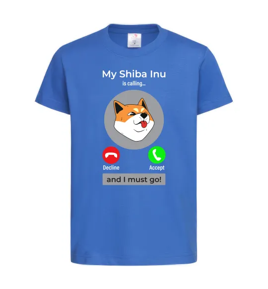 Дитяча футболка Shiba Inu is calling Яскраво-синій фото