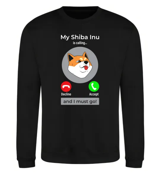 Свитшот Shiba Inu is calling Черный фото