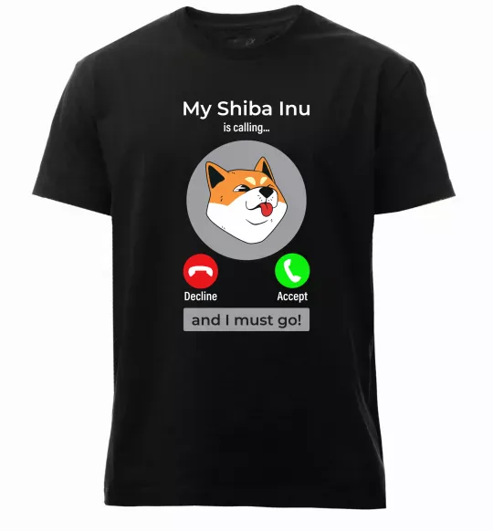 Мужская премиум футболка Shiba Inu is calling Черный фото