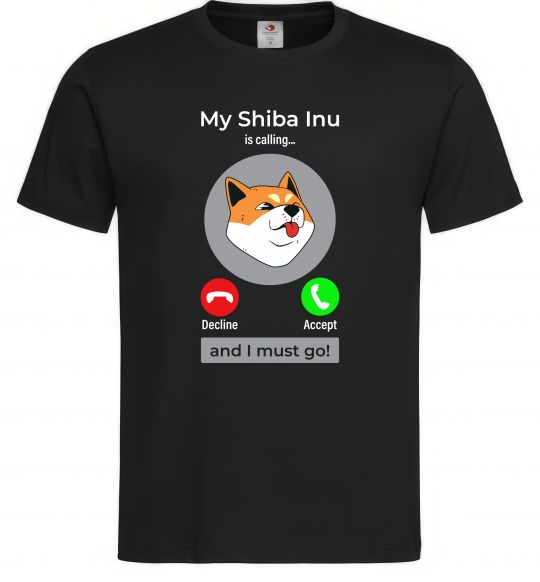 Мужская футболка Shiba Inu is calling Черный фото