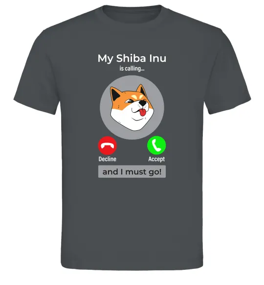 Мужская футболка Shiba Inu is calling Графит фото