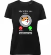 Жіноча преміум футболка Shiba Inu is calling Чорний фото