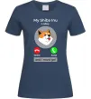 Жіноча футболка Shiba Inu is calling Темно-синій фото