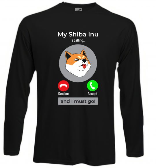 Лонгслів Shiba Inu is calling Чорний фото