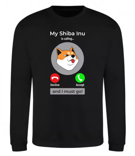 Свитшот Shiba Inu is calling Черный фото