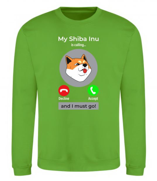 Світшот Shiba Inu is calling Лаймовий фото