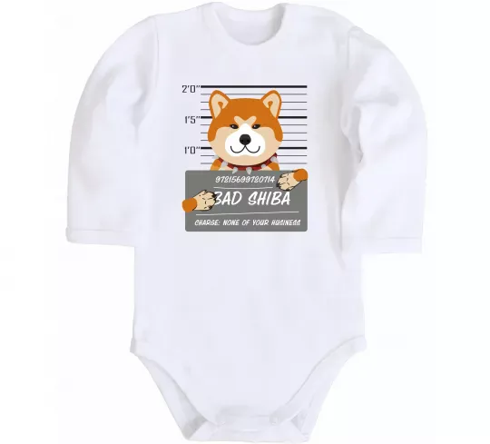Детский боди Bad shiba Белый фото