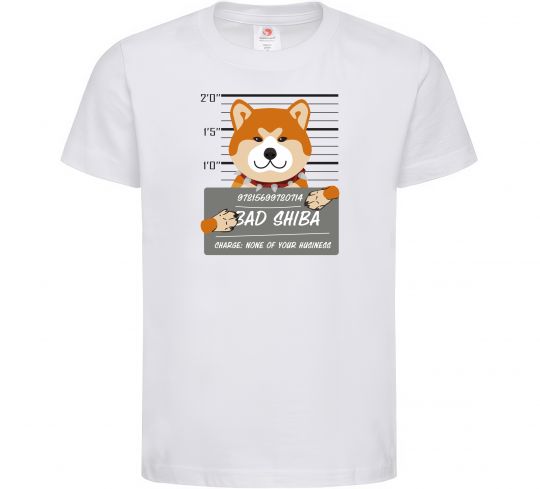 Детская футболка Bad shiba Белый фото