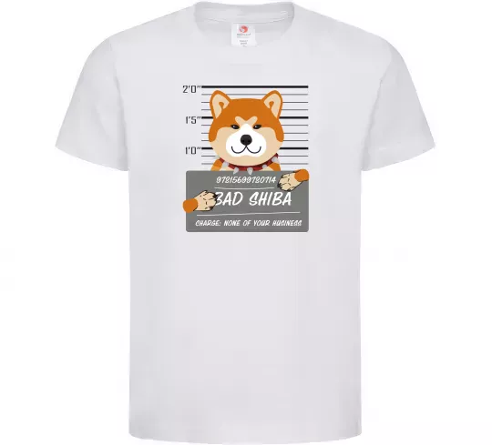 Детская футболка Bad shiba Белый фото