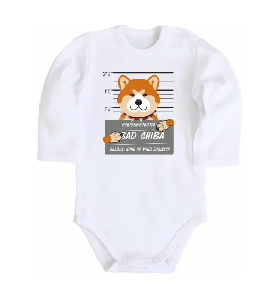 Дитячий бодік Bad shiba Білий фото