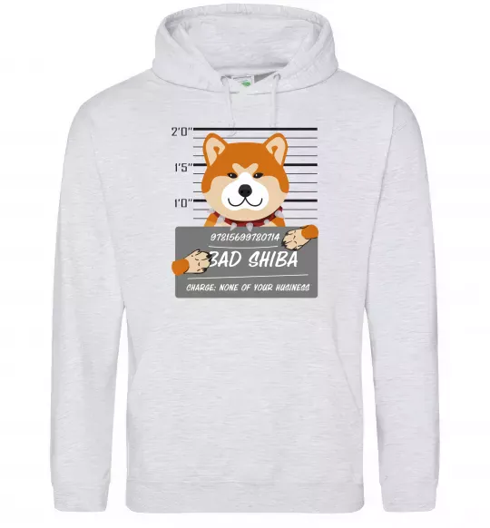 Чоловіча толстовка (худі) Bad shiba Сірий меланж фото