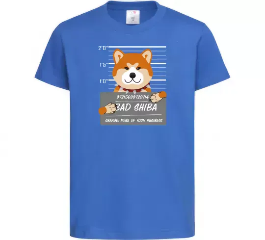 Детская футболка Bad shiba Ярко-синий фото