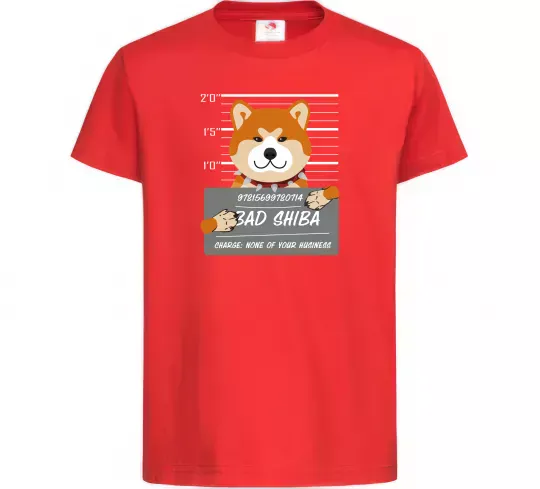 Детская футболка Bad shiba Красный фото