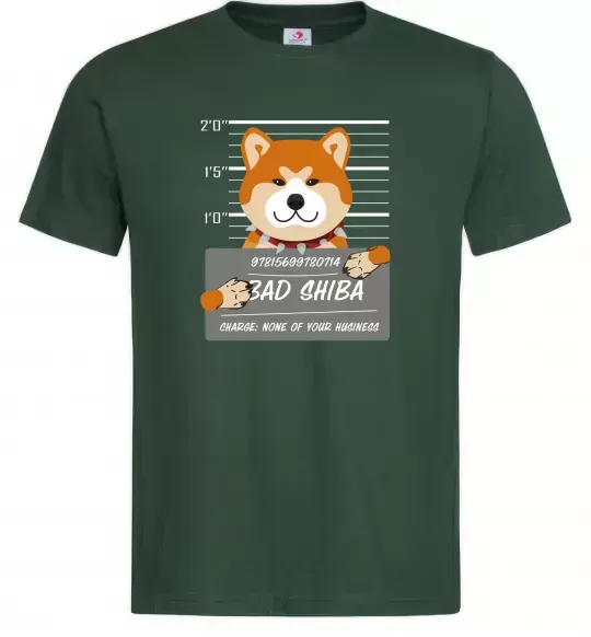 Мужская футболка Bad shiba Темно-зеленый фото