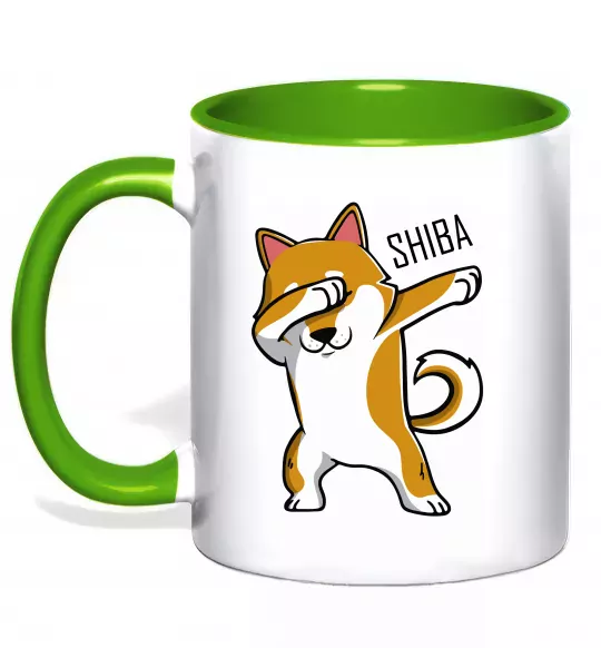 Чашка с цветной ручкой Сіба-іну в тренді Зеленый фото