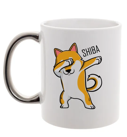 Чашка с цветной ручкой Сіба-іну в тренді Серебро фото