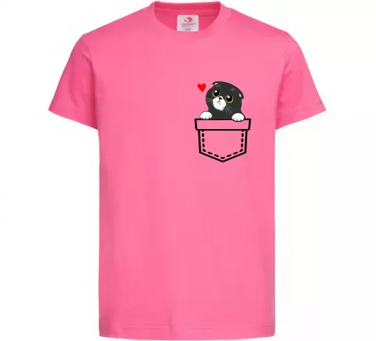 Дитяча футболка Висловухий кіт в кишені Яскраво-рожевий фото