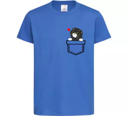 Дитяча футболка Висловухий кіт в кишені Яскраво-синій фото