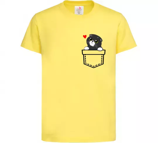 Дитяча футболка Висловухий кіт в кишені Лимонний фото