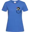 Жіноча футболка Висловухий кіт в кишені Яскраво-синій фото