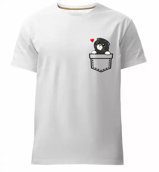 Чоловіча преміум футболка Висловухий кіт в кишені Білий фото