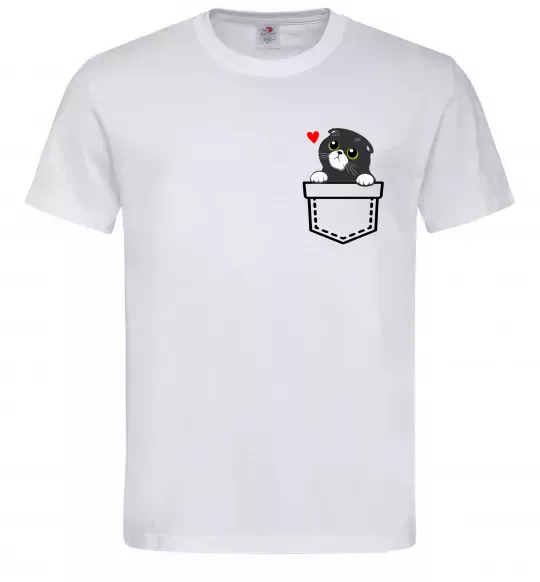 Мужская футболка Висловухий кіт в кишені Белый фото