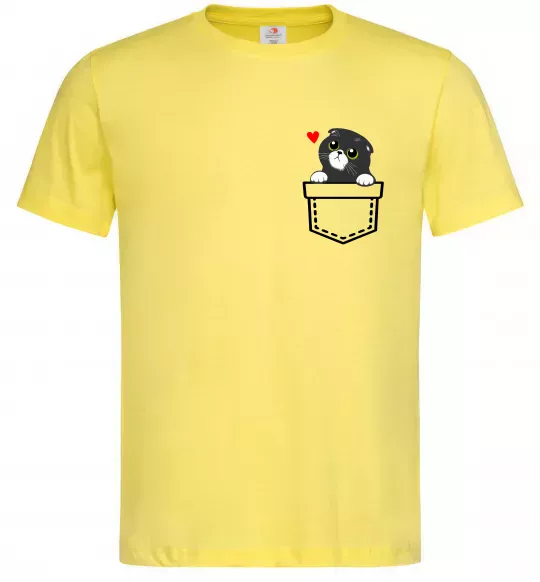 Мужская футболка Висловухий кіт в кишені Лимонный фото